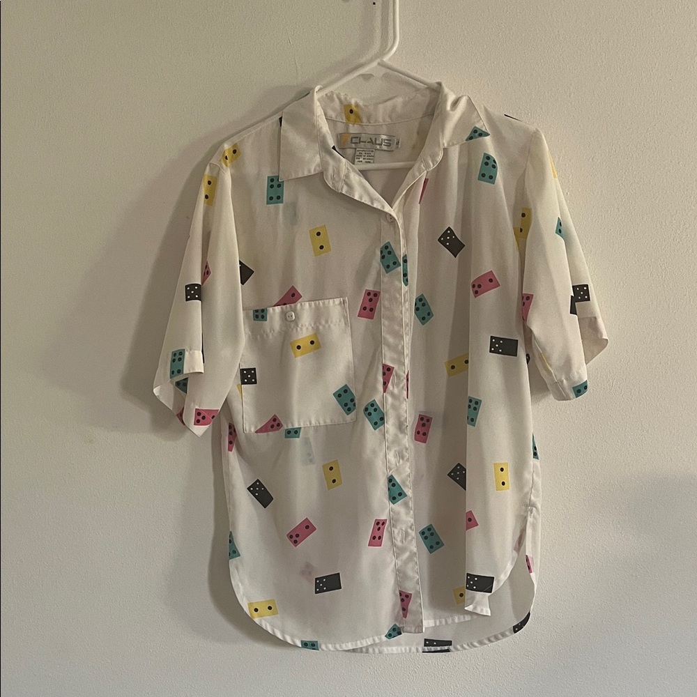 Chaus White and Yellow Shirt